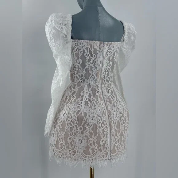 BRONX & BANCO  NWOT Colette Lace Long Sleeve Mini Dress, White Sz S /  US